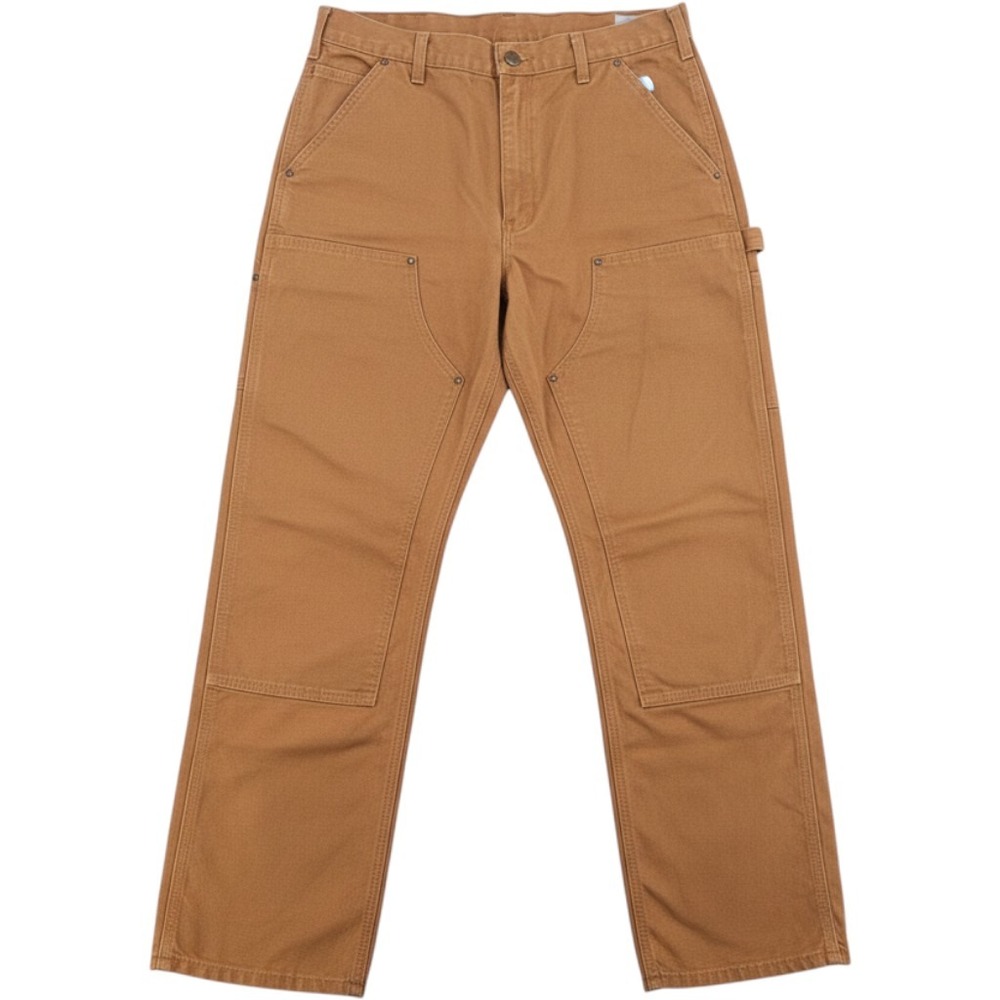 Carhartt B136 BRN Brown Double Knee Duck Canvas Dungaree Work Pants 36x32